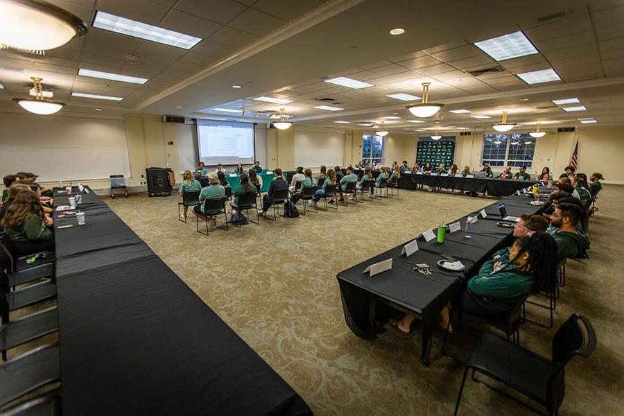 Student Senate, the representative governing body of the Student Government Association at Northwest, meets each Tuesday night in the Student Union Ballroom. (Photo by Lauren Adams/Northwest Missouri State University)